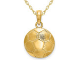 10K Yellow Gold Classic Soccer ball (Football) Charm Pendant Necklace with Chain